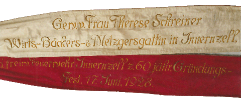 Band von Fahnenmutter Therese Schreiner von 1928 zum 60-jährigen Gründungsfest
